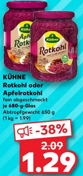 Kaufland KÜHNE Rotkohl oder Apfelrotkohl 680 g Glas Angebot