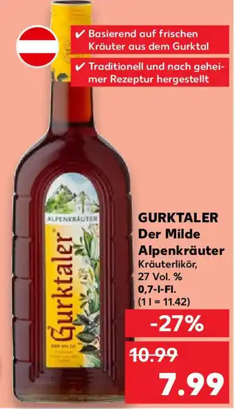 Kaufland GURKTALER Der Milde Alpenkräuter 0,7-l-Fl. Angebot