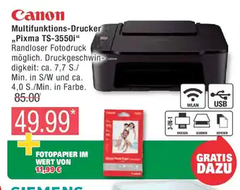 Marktkauf Canon Multifunktions-Drucker ,Pixma TS-3550i Angebot