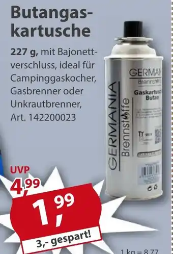 Sonderpreis Baumarkt GERMANIA Butangaskartusche 227g Angebot