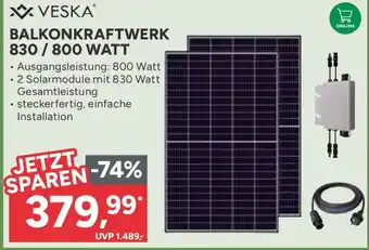 Marktkauf VESKA BALKONKRAFTWERK 830/800 WATT Angebot