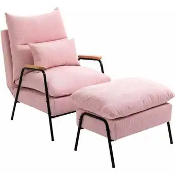 ManoMano HOMCOM Sessel mit Ottomane, inkl. Kissen, 68 cm x 91,5 cm x 88 cm, Rosa Angebot