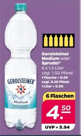 NETTO Gerolsteiner Medium oder Sprudel 6 x 1,5 Liter Angebot