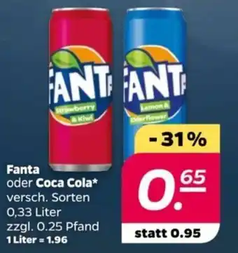 NETTO Fanta oder Coca Cola 0,33 Liter Angebot