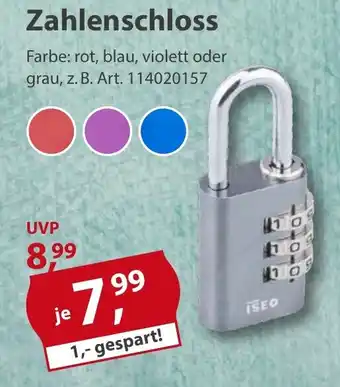 Sonderpreis Baumarkt Zahlenschloss Angebot