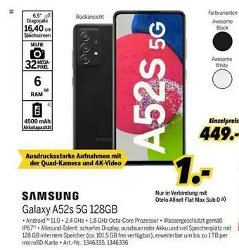 MEDIMAX Samsung Galaxy A52s 5g 128gb Angebot