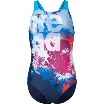 Intersport ARENA Kinder Schwimmanzug GIRL'S WAVES BREAKING SWIMSUIT V BACK NAVY-TURQUOISE 128 Angebot