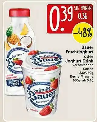 WEZ Bauer Fruchtjoghurt Drink Angebot