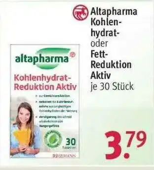 Rossmann Altapharma Kohlen Hydrat Oder Fett Reduktion Aktiv Angebot