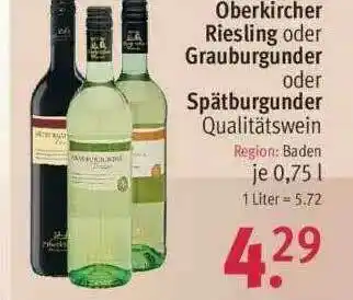 Rossmann Oberkircher Riesling Oder Grauburgunder Oder Spätburgunder Qualitätswein Angebot