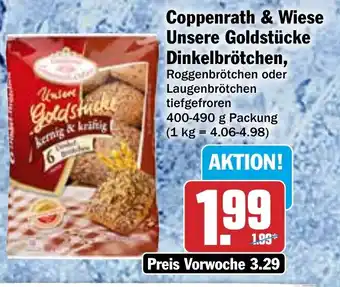 Hit Coppenrath & Wiese Unsere Goldstücke Dinkelbrötchen, 400-490 g Packung Angebot