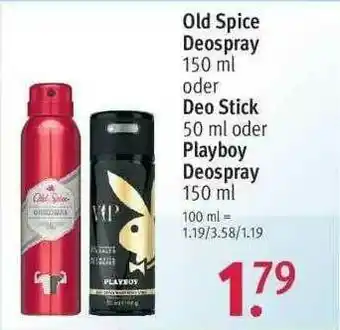 Rossmann Old Spice Deospray Oder Deo Stick Oder Playboy Deospray Angebot