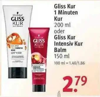 Rossmann Gliss Kur 1 Minuten Kur Oder Gliss Kur Intensiv Kur Balm Angebot