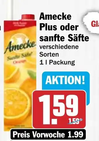 Hit Amecke Plus oder sanfte Säfte 1 l Packung Angebot