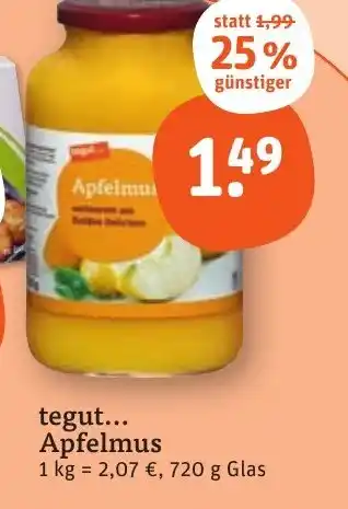 tegut tegut... Apfelmus 720 g Glas Angebot