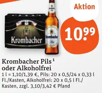 tegut Krombacher Pils oder Alkoholfrei 1 l Angebot