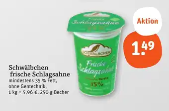 tegut Schwälbchen frische Schlagsahne 250 g Becher Angebot