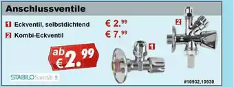 Stabilo Fachmarkt Anschlussventile Stabilo Sanitär Angebot