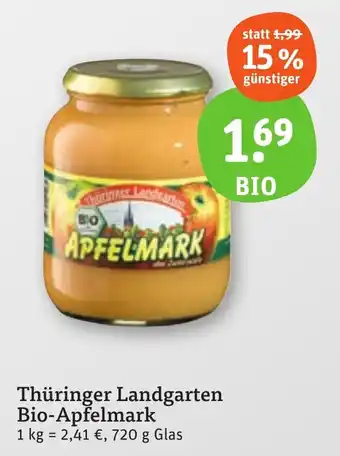 tegut Thüringer Landgarten Bio-Apfelmark 720 g Glas Angebot