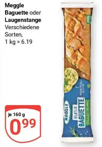 Globus Meggle Baguette oder Laugenstange 160 g Angebot