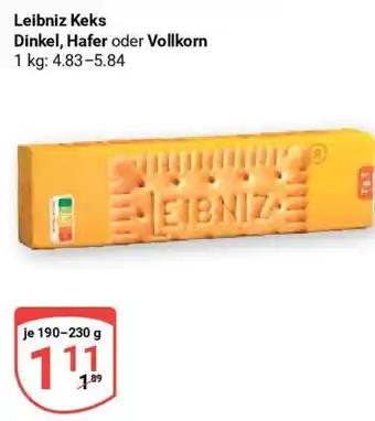 Globus Leibniz Keks Dinkel, Hafer oder Vollkorn 190-230 g Angebot