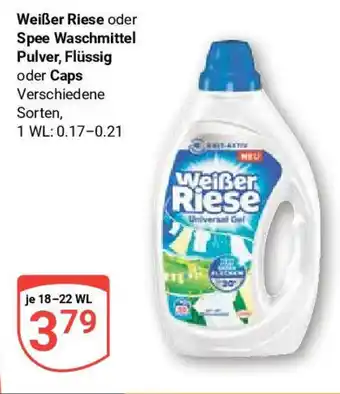 Globus Weißer Riese oder Spee Waschmittel Pulver, Flüssig oder Caps 18-22 WL Angebot