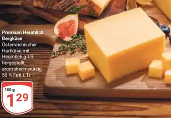 Globus Premium Heumilch Bergkäse 100 g Angebot