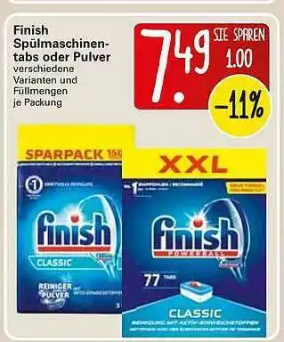 WEZ Finish Spülmaschinentabs Oder Pulver Angebot