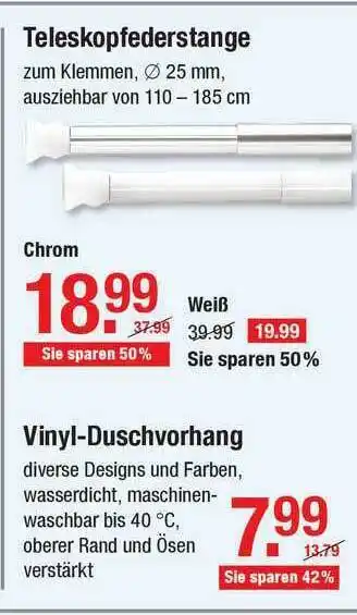 V Baumarkt Teleskopfederstange Oder Vinyl-duschvorhang Angebot