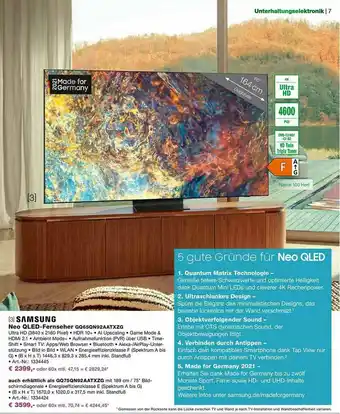 EP Samsung Neo Qled-fernseher Gq65qn92aatxzg Angebot