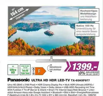 EP Panasonic Ultra Hd Hdr Led-tv Tx-65hxf977 Angebot