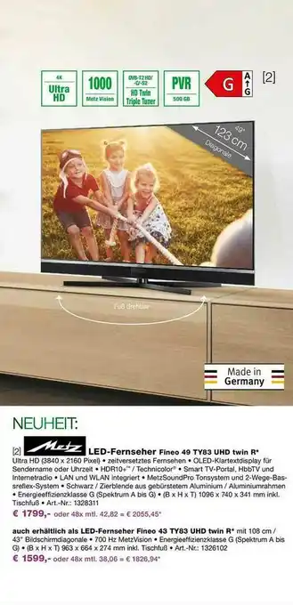 EP Led-fernseher Fineo 49 Ty83 Uhd Twin R Angebot