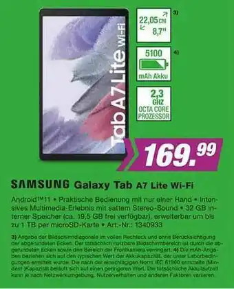 EP Samsung Galaxy Tab A7 Lite Wi-fi Angebot