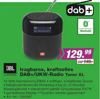 EP Tragbares Kraftvolles Dab+ Ukw-radio Tuner Xl Jbl Angebot