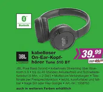 EP Jbl Kabelloser On-ear-kopfhörer Tune 510 Bt Angebot