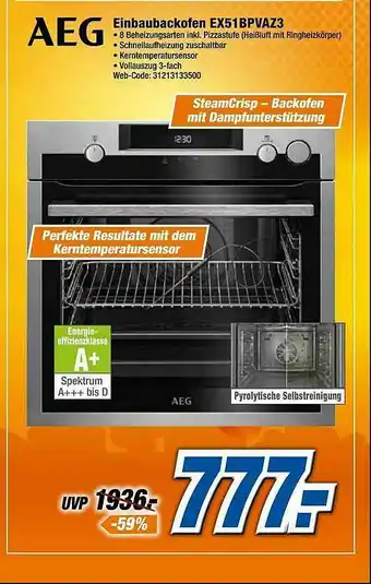 Expert Aeg Einbaubackofen Ex51bpvaz3 Angebot