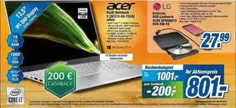 Expert Acer Swift Notebook 3 Sf313-52-73gs Silber Oder Lg Externes Dvd-laufwerk Hlds Gp95nb70 Dvd-rw-ex Angebot