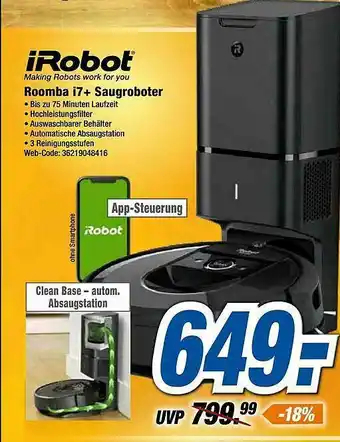 Expert Irobot Roomba I7+ Saugroboter Angebot