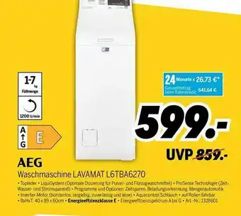 MEDIMAX Aeg Waschmaschine Lavamat L6tba6270 Angebot