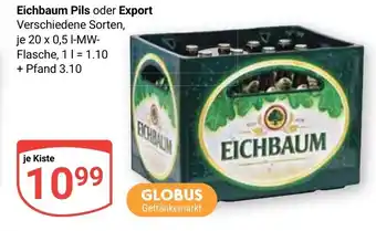 Globus Eichbaum Pils oder Export 20 x 0,5 l MW-Flasche Angebot