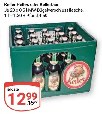 Globus Keiler Helles oder Kellerbier 20 x 0,5 l-MW-Bügelverschlussflasche Angebot