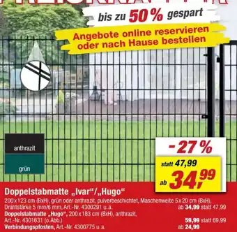 toom Baumarkt Doppelstabmatte ,,Ivar"/,,Hugo" Angebot