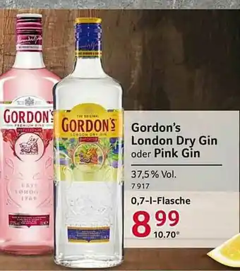 Selgros Gordon's London Dry Gin Oder Pink Gin Angebot