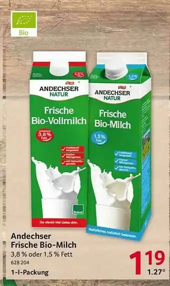 Selgros Andechser Natur Frische Bio-milch Angebot