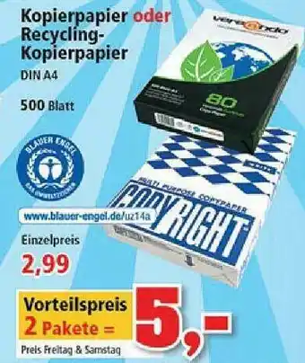 Thomas Philipps Kopierpapier Oder Recycling-kopierpapier Din A4 Angebot