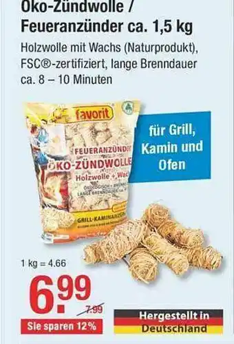 V Baumarkt Oko-zündwolle Oder Feueranzünder Ca 1.5kg Angebot