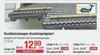 V Baumarkt Rundholzstangen Druckimprägniert Holzwerke Waal Angebot