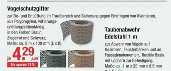 V Baumarkt Vogelschutzgitter Oder Taubenabwehr Edelstahl 1m Angebot