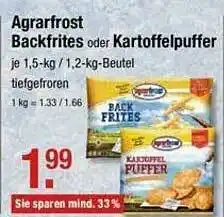 V Markt Agrarfrost Backfrites Oder Kartoffelpuffer Angebot