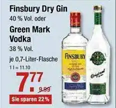 V Markt Finsbury Dry Gin Oder Green Mark Vodka Angebot